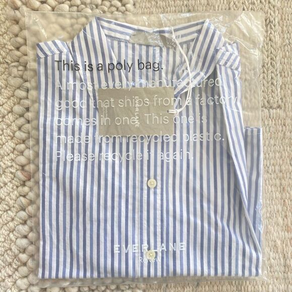 Everlane The Woven P.J. Top Cotton Blue Stripes Size XS NWT - Picture 6 of 7